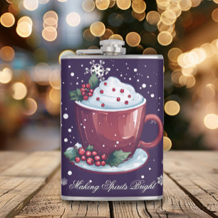 Christmas Cup of Hot Chocolate   Purple Hip Flask