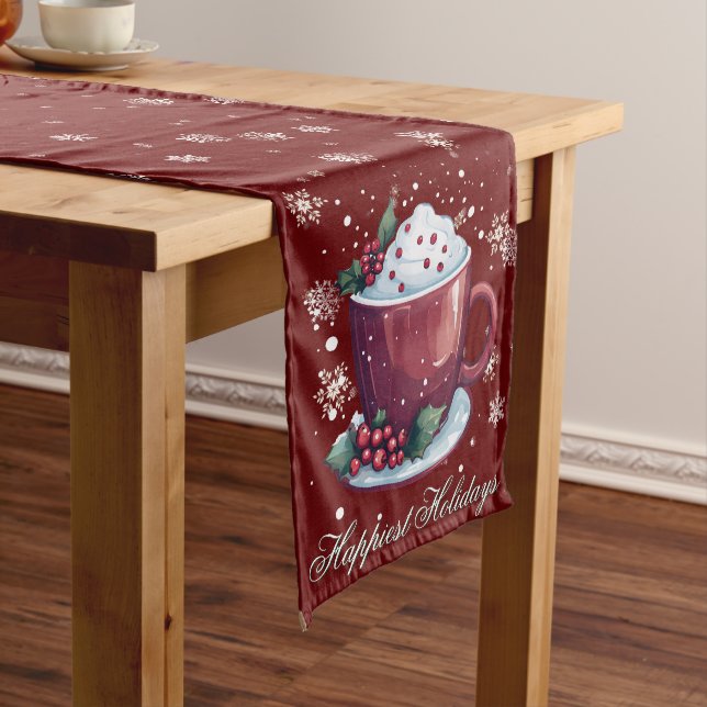 Christmas Cup of Hot Chocolate | Red Medium Table Runner (In Situ)
