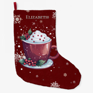 Christmas Cup of Hot Chocolate Red Personalized Large Christmas Stocking