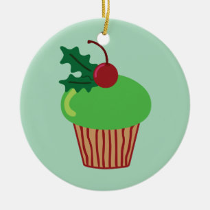 Christmas Cupcake Ceramic Ornament