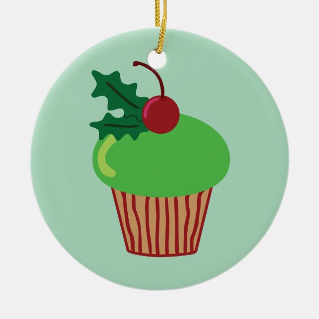 Christmas Cupcake Ceramic Ornament (Front)