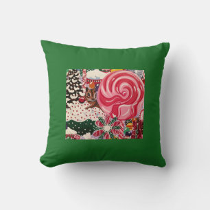 Christmas Cupcake Chipmunk Throw Pillow