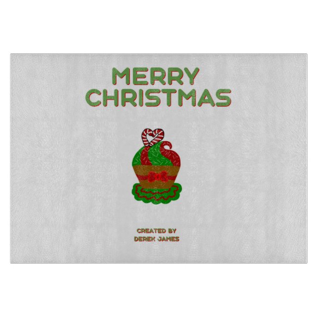 Christmas Cupcake Glass Cutting Board (Front)