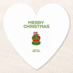 Christmas Cupcake Heart Paper Coaster