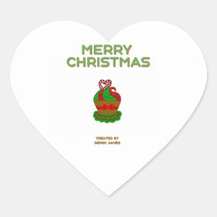 Christmas Cupcake Heart Sticker