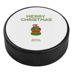 Christmas Cupcake Hockey Puck