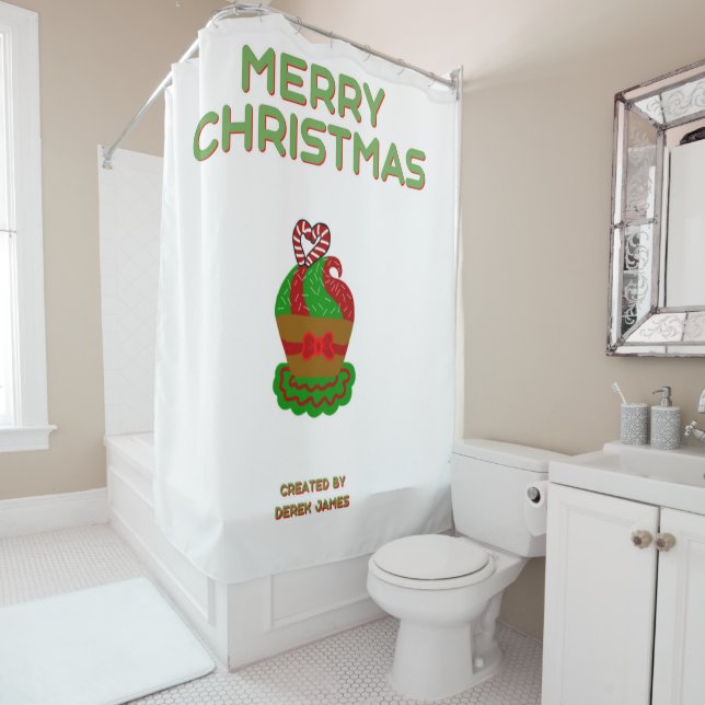 Christmas Cupcake Shower Curtain (In Situ)