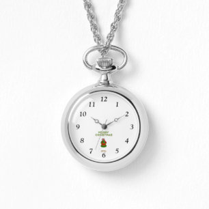 Christmas Cupcake Silver Necklace Watch