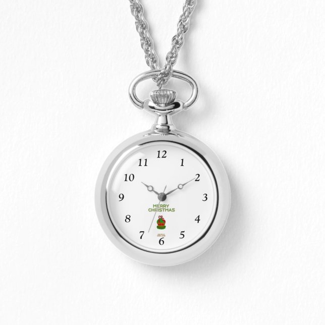 Christmas Cupcake Silver Necklace Watch (Front)
