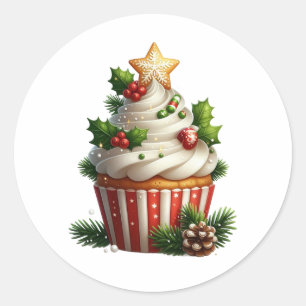 Christmas Cupcake Simple Seasonal Classic Round Sticker