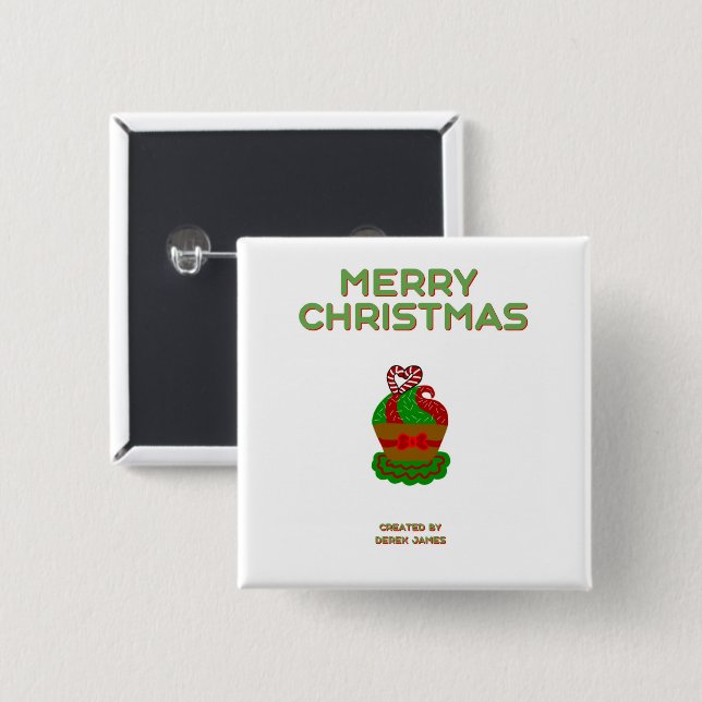 Christmas Cupcake Square Button (Front & Back)