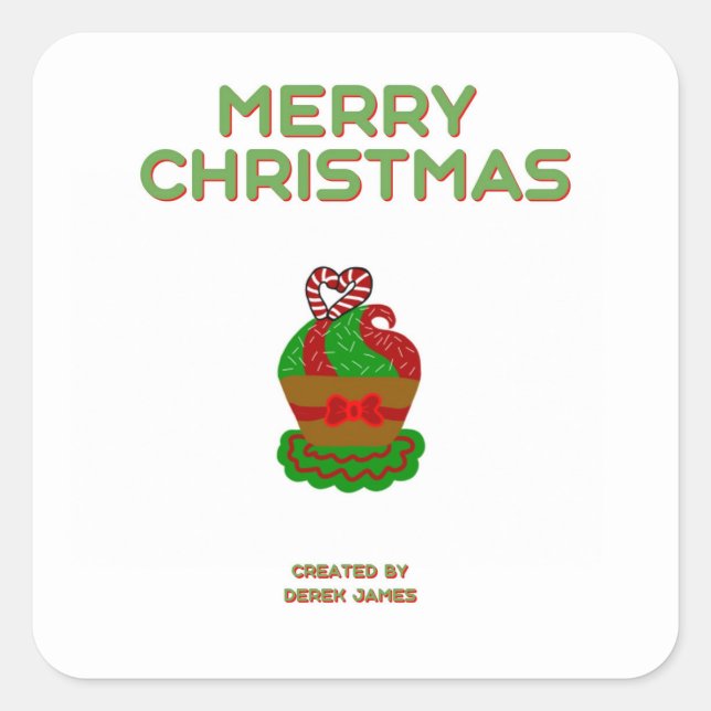 Christmas Cupcake Square Sticker (Front)