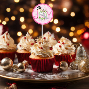 Christmas Cupcake Toppers Stickers Joy Holiday