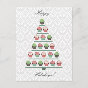 Christmas Cupcake Tree Stand Postcard