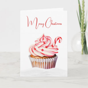 Christmas Cupcake With Candy Cane Card