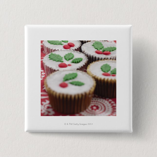 Christmas cupcakes 2 inch square button (Front)