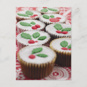 Christmas cupcakes holiday postcard