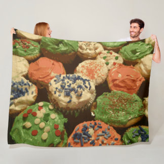 Christmas Cupcakes with Sprinkles Fleece Blanket