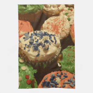 Christmas Cupcakes with Sprinkles Kitchen Towel