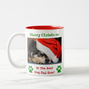 Christmas Custom Best Dog Dad Ever Photo Two-Tone Coffee Mug