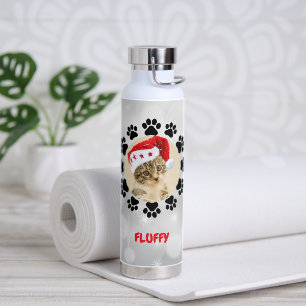 Christmas Custom Cat Photo Water Bottle