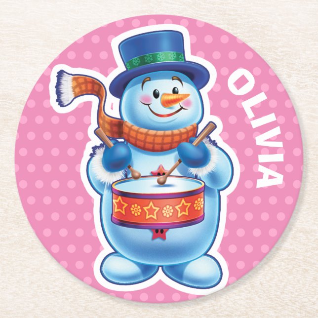 Christmas custom coaster Snowman winter wonderland (Front)
