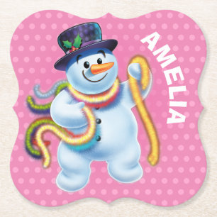 Christmas custom coaster Snowman winter wonderland