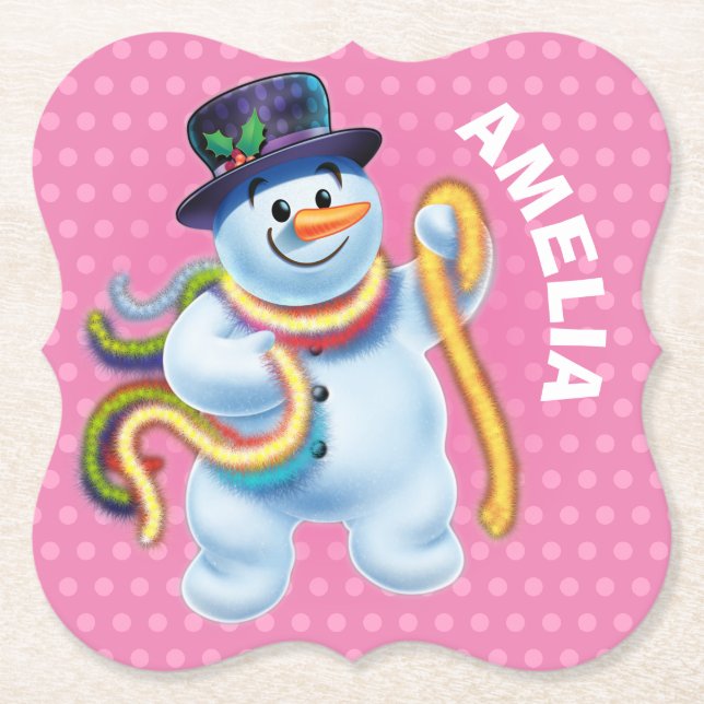Christmas custom coaster Snowman winter wonderland (Front)