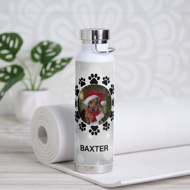 Christmas Custom Dog Photo Water Bottle (Yoga)