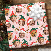Christmas Custom Face Funny Photo Collage Pink