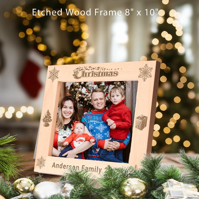 Christmas Custom Family Name Tree Snowflakes 10x8 Etched Frames (Christmas Custom Family Name Tree Snowflakes 10x8 Etched Frames)