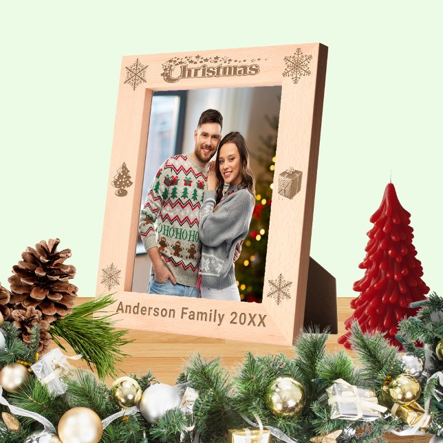 Christmas Custom Family Name Tree Snowflakes 8x10 Etched Frames (Christmas Custom Family Name Tree Snowflakes 8x10 Etched Frames)