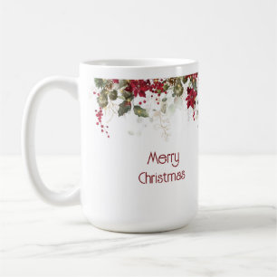 Christmas Custom Greeting or Name Pointsettia Coffee Mug