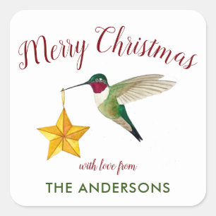 Christmas Custom Hummingbird Square Sticker