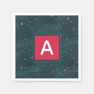 Christmas Custom Monogram Red Green Holiday Napkin