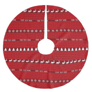 Christmas Custom Text Red White Knitted Sweater Brushed Polyester Tree Skirt