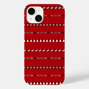 Christmas Custom Text Red White Knitted Sweater Case-Mate iPhone 14 Case