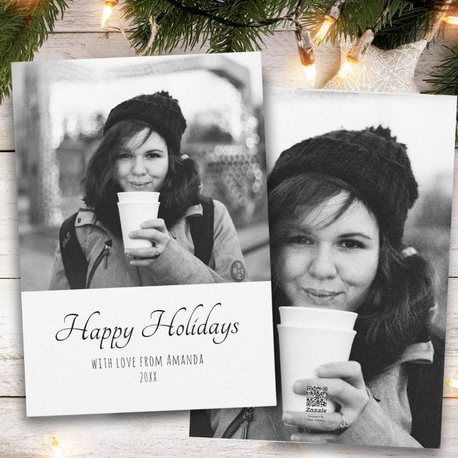 Christmas Custom Trendy Script Two Side Photo Holiday Card (Creator Uploaded)