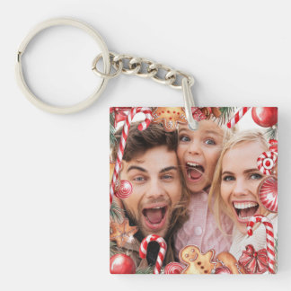 Christmas Custom Two Photo Double Sided Acrylic Keychain