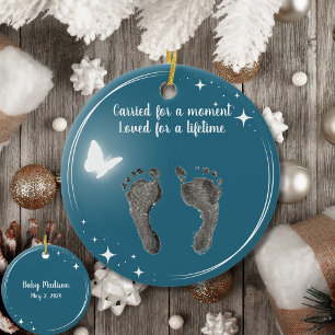Christmas Custom Your Baby Foot Prints Butterfly Ceramic Ornament