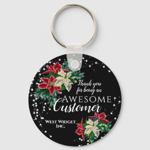 Christmas Customer Thank You Floral Black Keychain