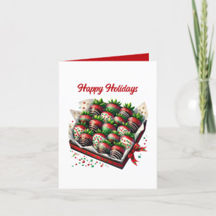 Christmas customizable candy coated strawberries holiday card
