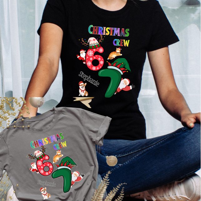 Christmas Customizable Family Crew Fun Black T-Shirt (Creator Uploaded)