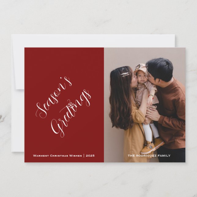 Christmas Customizable Photo and Text  Holiday Card (Front)