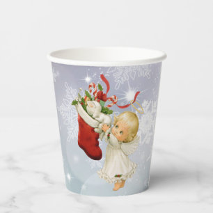 Christmas Cute Angel & Kitty Cat Hot Cold Paper Cups