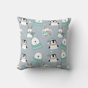 Christmas Cute Animals Throw Pillow