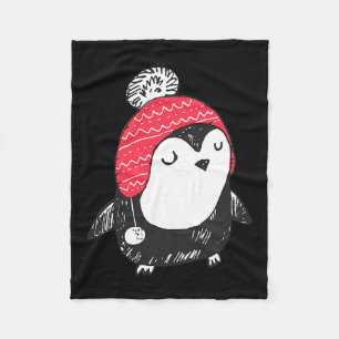 Christmas Cute Baby Penguin Wearing Winter Hat W_e Fleece Blanket