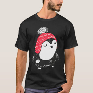 Christmas Cute Baby Penguin Wearing Winter Hat W_e T-Shirt