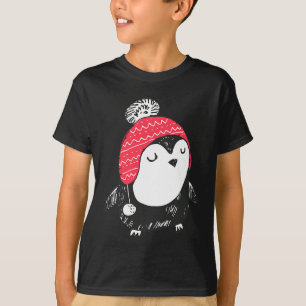 Christmas Cute Baby Penguin Wearing Winter Hat W_e T-Shirt