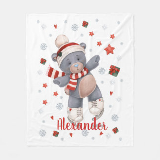 Christmas cute bear fleece blanket
